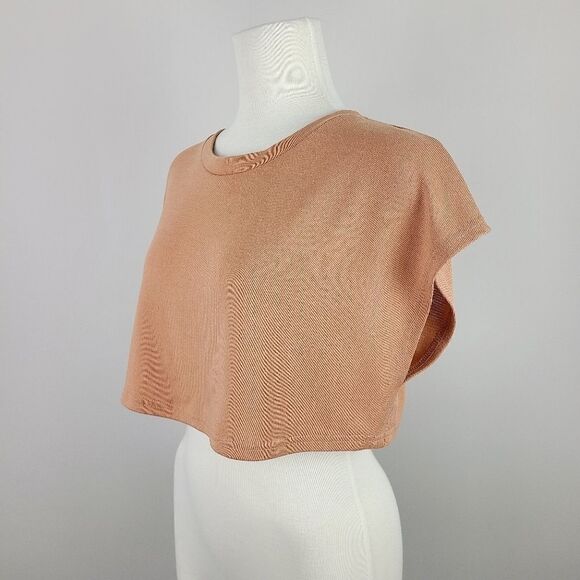 Revamped Tan Sleeveless Cropped Sweater Large - Picture 5 of 16